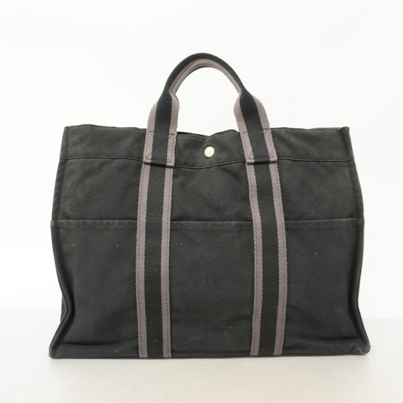 【6hb1079-k】エルメス トートバッグ フールトゥMM キャンバス ブラック シルバー金具【中古】メンズ レディース ユニセックス
