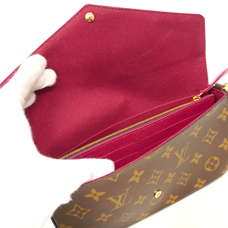 【6hb1080-k】ルイヴィトン ショルダーウォレット モノグラム ポシェットフェリシー M61276 フューシャ【中古】レディース