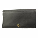 【6hb1097-k】シャネル 長財布 ココボタン キャビアスキン ブラック ゴールド金具【中古】レディース