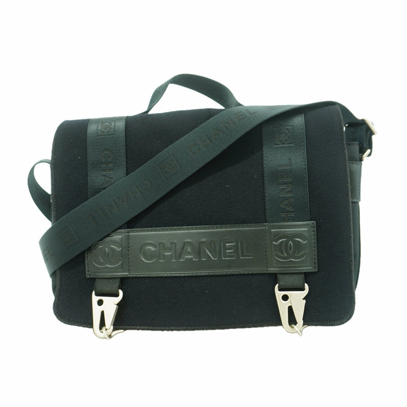 【6hb1155-k】シャネル ハンドバッグ スポーツ レザー フェルト ブラック シルバー金具 2wayバッグ【中古】レディース