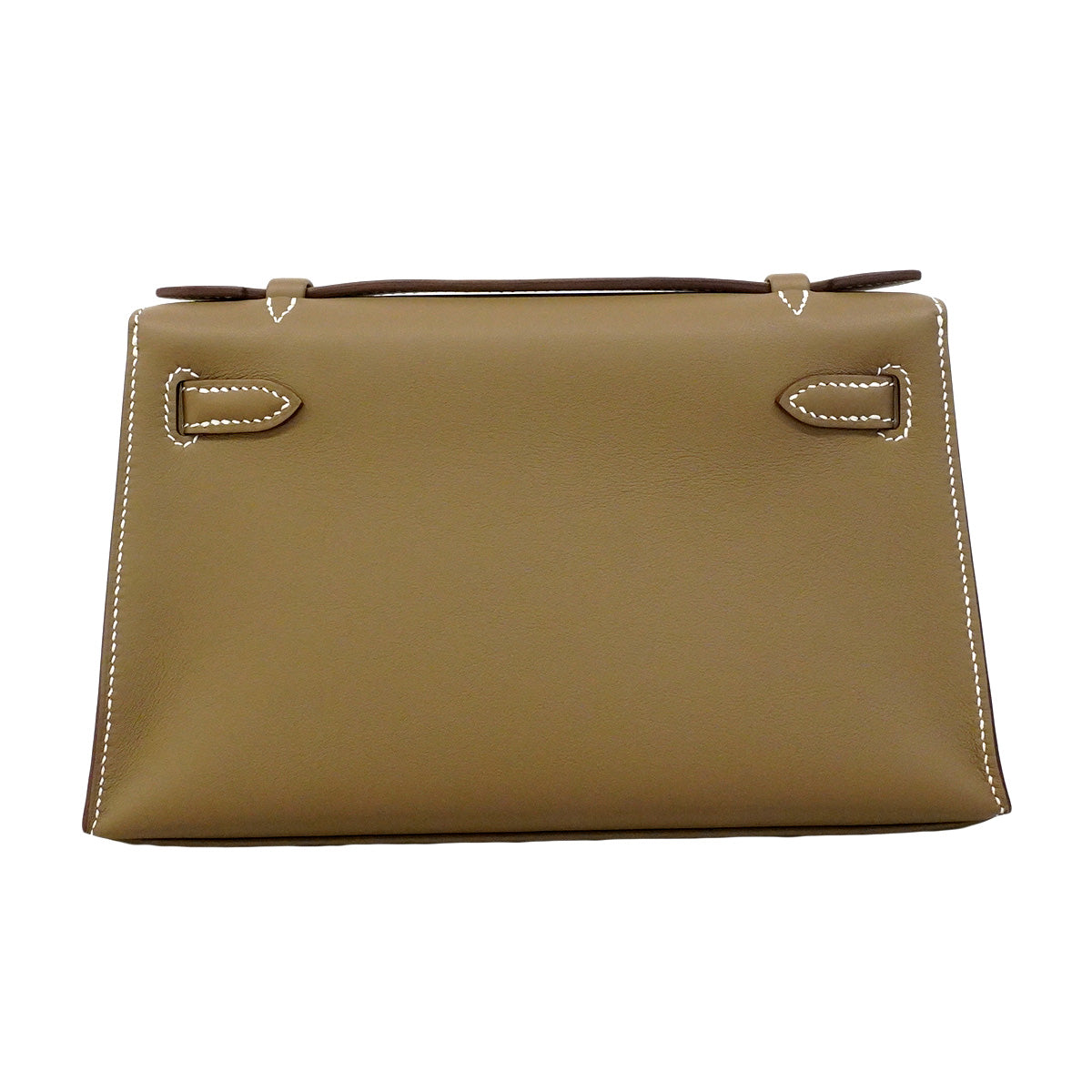 ★SALE【6hb1177-e-g】エルメス ハンドバッグ ポシェットケリー スイフト エトゥープ シルバー金具 G刻印【中古】レディース