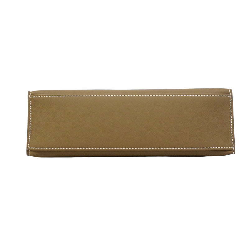 ★SALE【6hb1177-e-g】エルメス ハンドバッグ ポシェットケリー スイフト エトゥープ シルバー金具 G刻印【中古】レディース