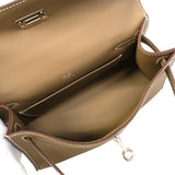 ★SALE【6hb1177-e-g】エルメス ハンドバッグ ポシェットケリー スイフト エトゥープ シルバー金具 G刻印【中古】レディース