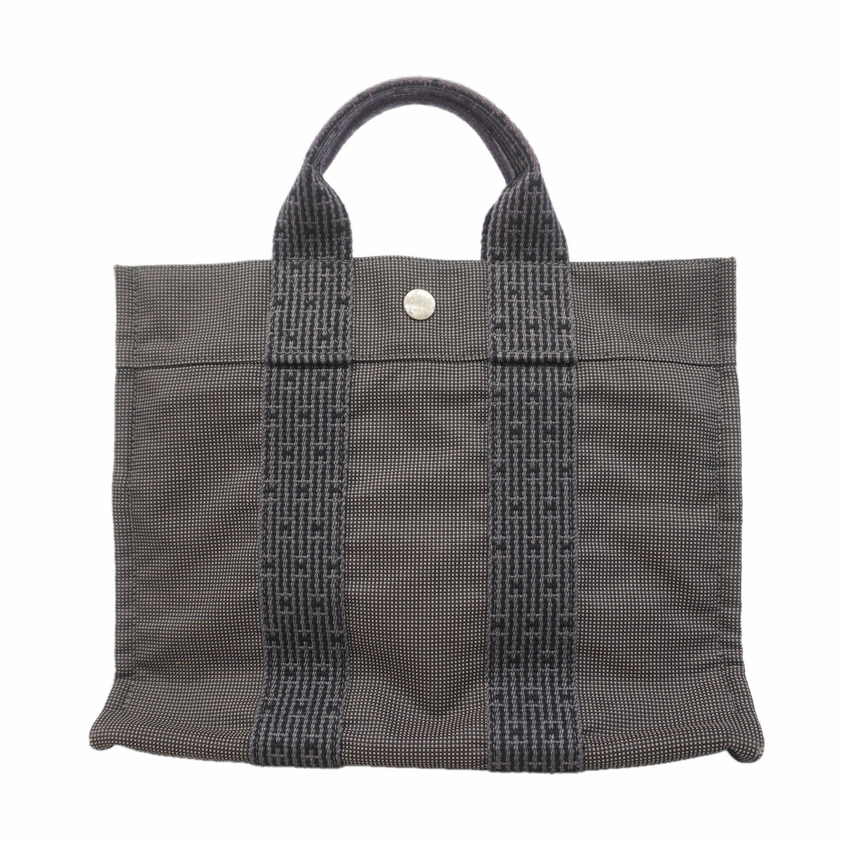 【6hb1184-k】エルメス トートバッグ エールラインPM ナイロン グレー シルバー金具【中古】レディース