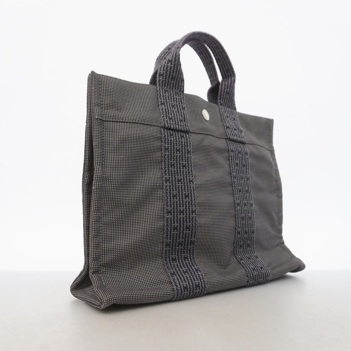 【6hb1184-k】エルメス トートバッグ エールラインPM ナイロン グレー シルバー金具【中古】レディース