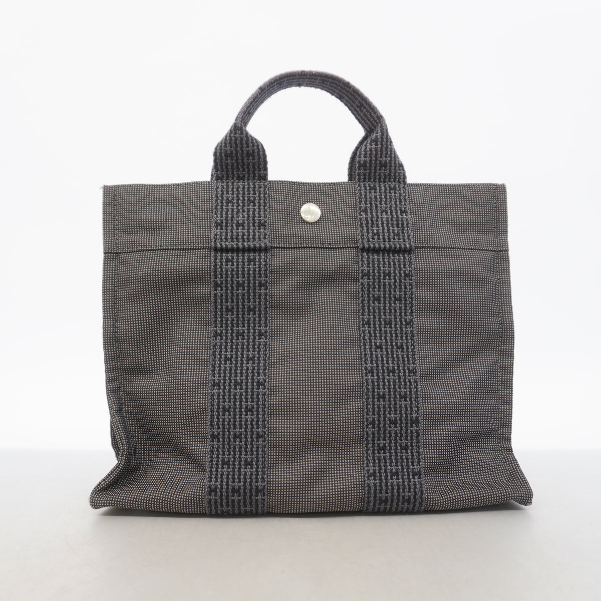 【6hb1184-k】エルメス トートバッグ エールラインPM ナイロン グレー シルバー金具【中古】レディース