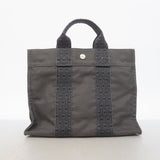 【6hb1184-k】エルメス トートバッグ エールラインPM ナイロン グレー シルバー金具【中古】レディース