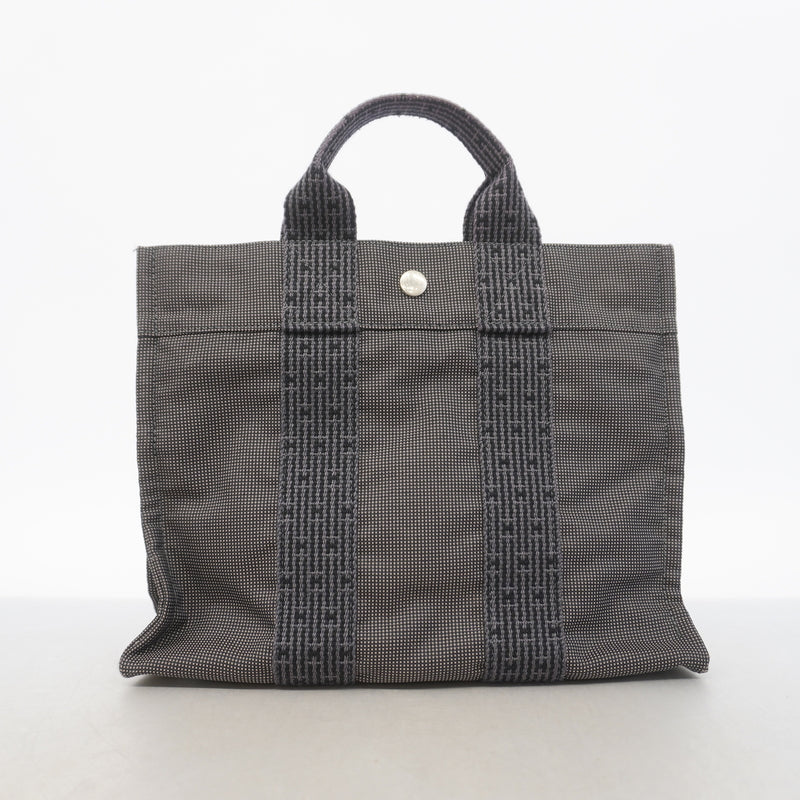 【6hb1184-k】エルメス トートバッグ エールラインPM ナイロン グレー シルバー金具【中古】レディース