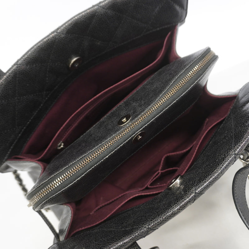 【6hb1185-k】シャネル ハンドバッグ マトラッセ チェーンショルダー キャビアスキン ブラック シルバー金具 2wayバッグ【中古】レディース