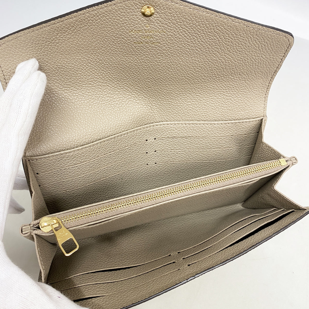 【6hb1204-k】ルイヴィトン 長財布 モノグラム・アンプラント バイカラー ポルトフォイユサラNM M81049 トゥルトレール クレーム【中古】レディース