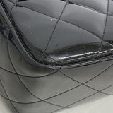 【6hb1211-k】シャネル ショルダーバッグ デカマトラッセ Wチェーン パテントレザー ブラック シルバー金具【中古】レディース