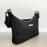 【6hb1215-k】グッチ ショルダーバッグ 019 0433 キャンバス ブラック ピンクゴールド金具【中古】レディース