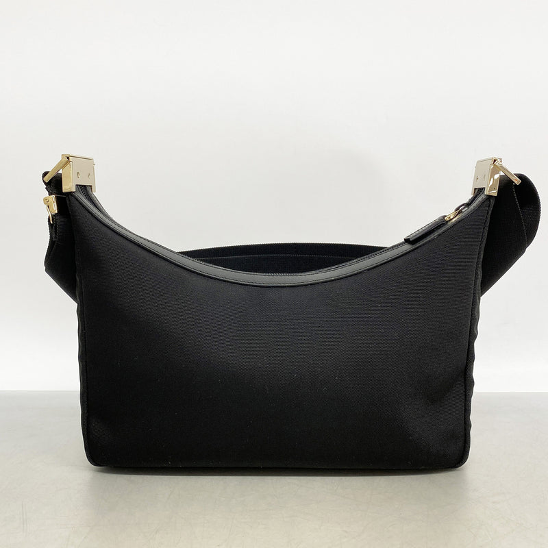 【6hb1215-k】グッチ ショルダーバッグ 019 0433 キャンバス ブラック ピンクゴールド金具【中古】レディース