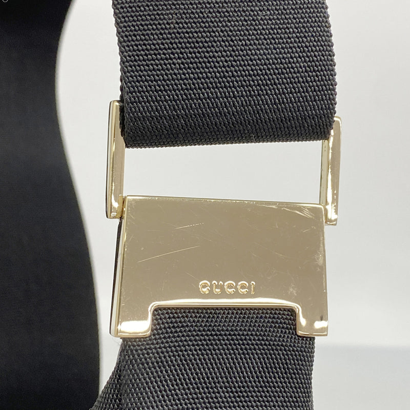 【6hb1215-k】グッチ ショルダーバッグ 019 0433 キャンバス ブラック ピンクゴールド金具【中古】レディース