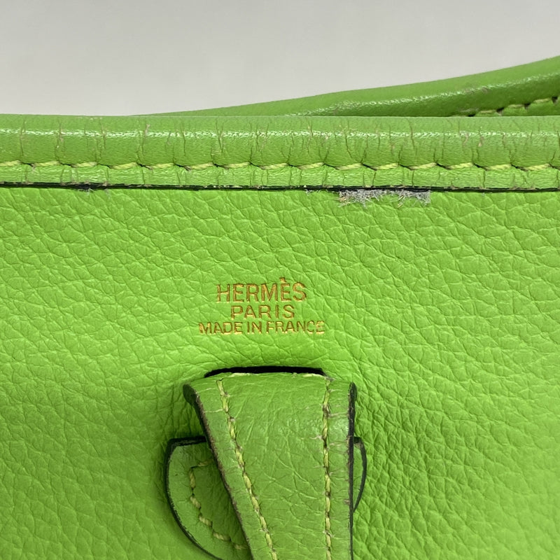 【6hb1226】エルメス ショルダーバッグ エヴリンTPM トリヨンクレマンス アップルグリーン ゴールド金具 □O刻印【中古】レディース