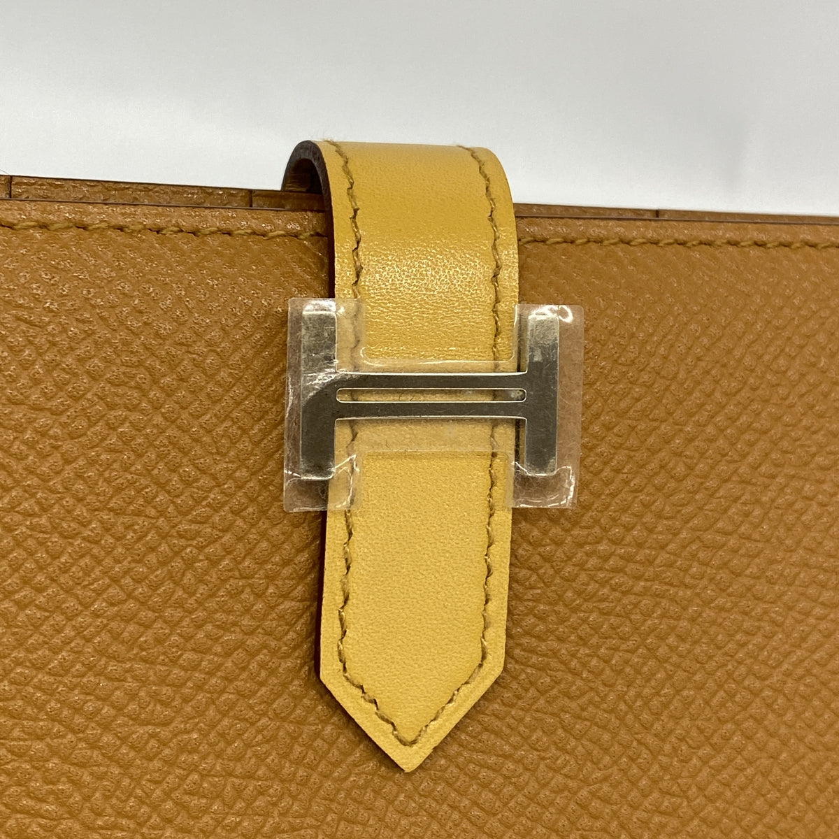 【6hb1227】エルメス 長財布 ベアン タデラクト ヴォーエプソン キャラメル/パイユ シルバー金具 T刻印【中古】レディース