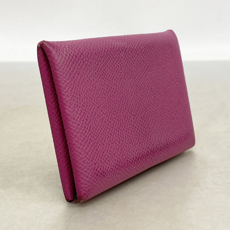 【6hb1228】エルメス カードケース カルヴィ ヴォーエプソン ローズパープル シルバー金具 A刻印【中古】レディース