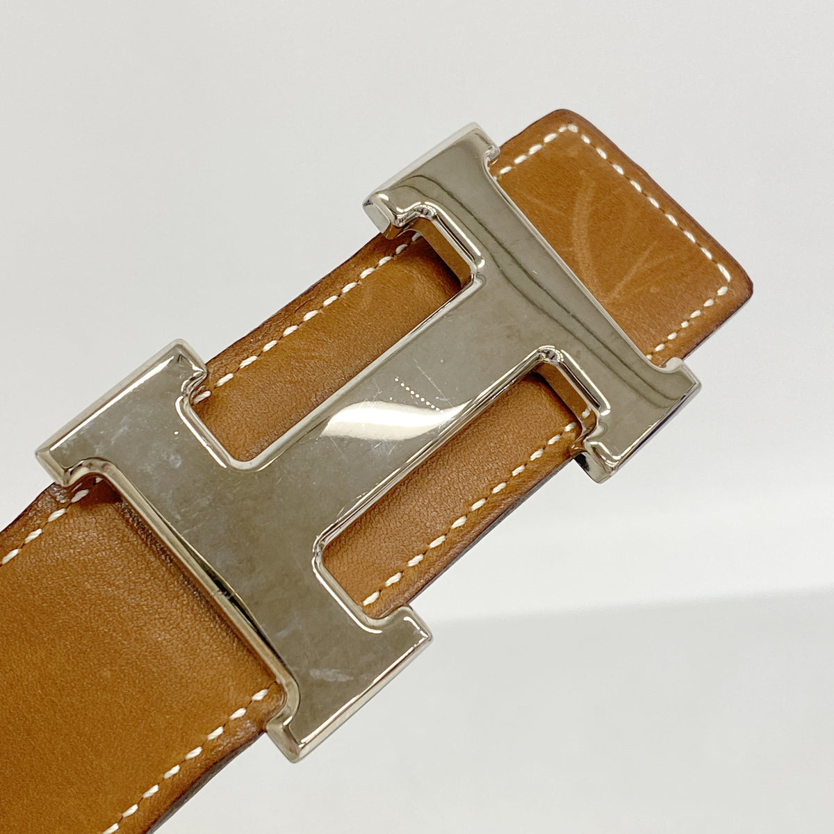 【6hb1229】エルメス ベルト コンスタンスベルト ボックスカーフ バレニア フォーブ/ブルーネイビー シルバー金具 □C刻印【中古】メンズ レディース ユニセックス