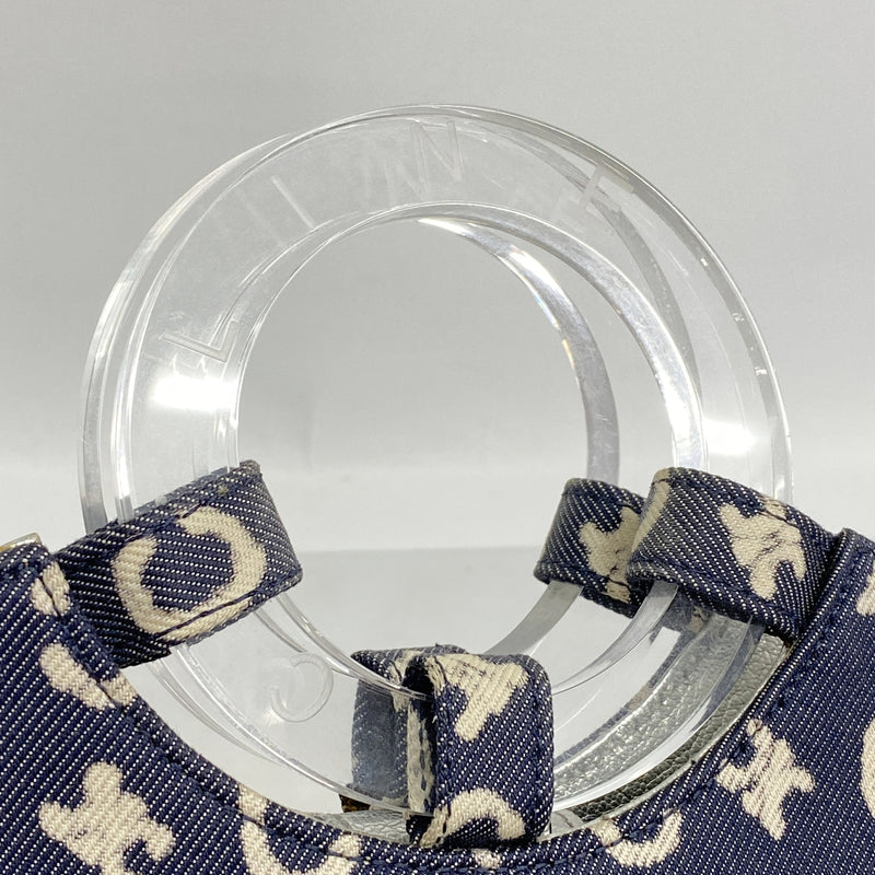【6hb1247】セリーヌ ハンドバッグ Cマカダム デニム ネイビー シルバー金具【中古】レディース