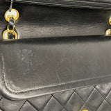 【6hb1248】シャネル ショルダーバッグ マトラッセ Wフラップ Wチェーン ラムスキン ブラック ゴールド金具【中古】レディース