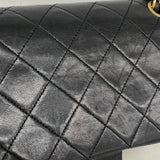 【6hb1248】シャネル ショルダーバッグ マトラッセ Wフラップ Wチェーン ラムスキン ブラック ゴールド金具【中古】レディース