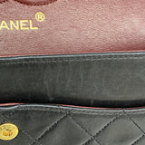 【6hb1248】シャネル ショルダーバッグ マトラッセ Wフラップ Wチェーン ラムスキン ブラック ゴールド金具【中古】レディース