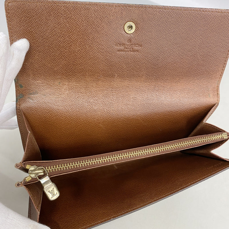 【6hb1255】ルイヴィトン 長財布 モノグラム ポシェットポルトモネクレディ M61723 ブラウン【中古】レディース