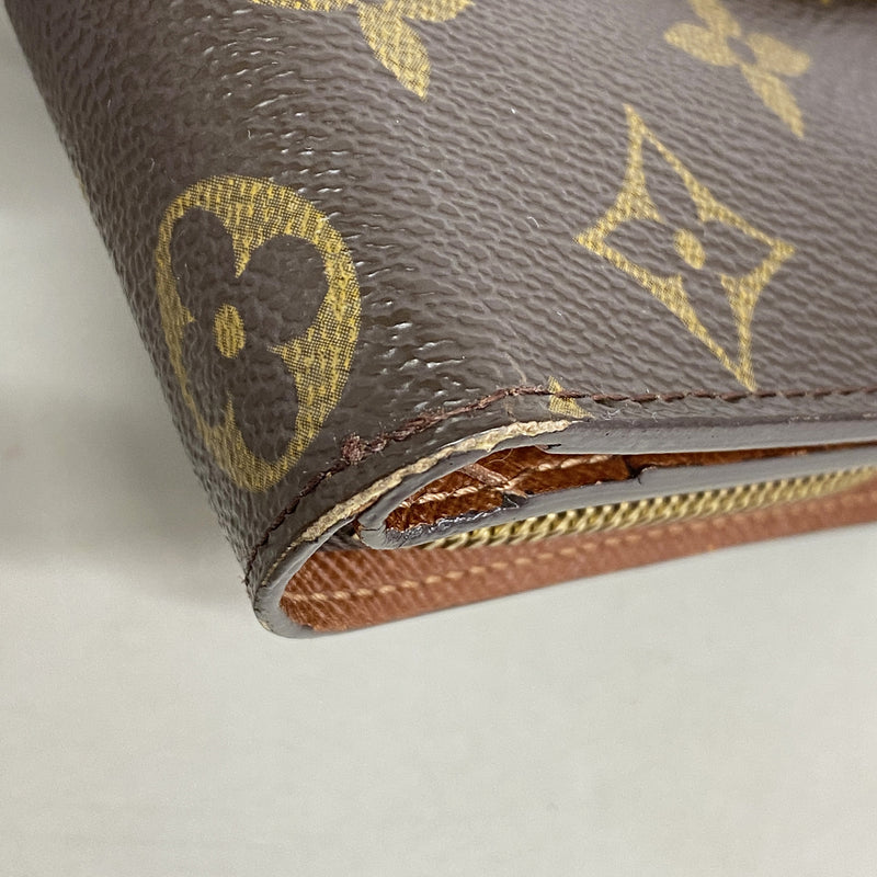 【6hb1276】ルイヴィトン 財布 モノグラム コンパクトジップ M61667 ブラウン【中古】レディース