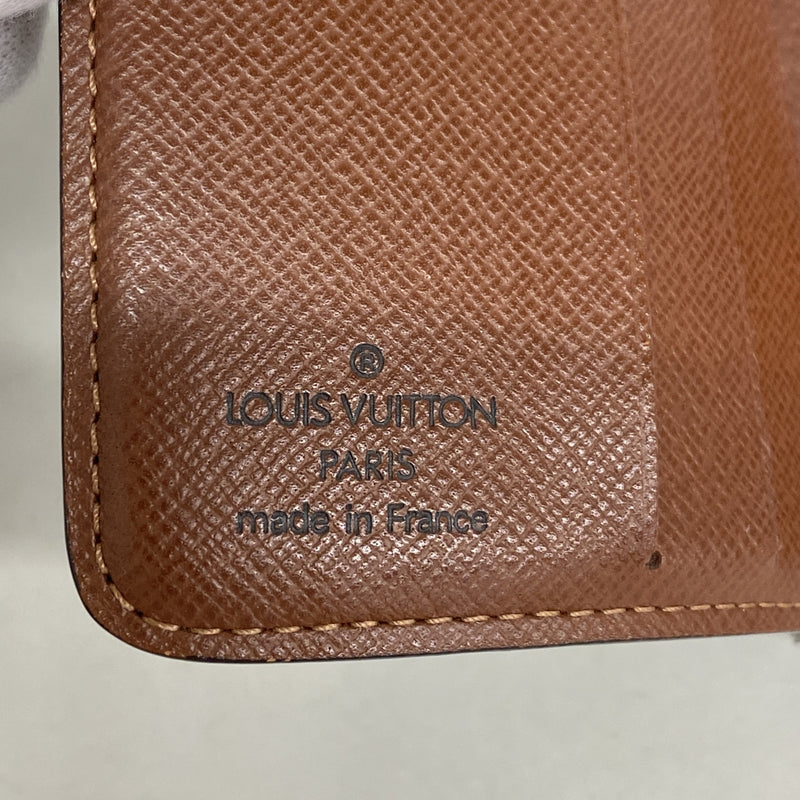 【6hb1276】ルイヴィトン 財布 モノグラム コンパクトジップ M61667 ブラウン【中古】レディース