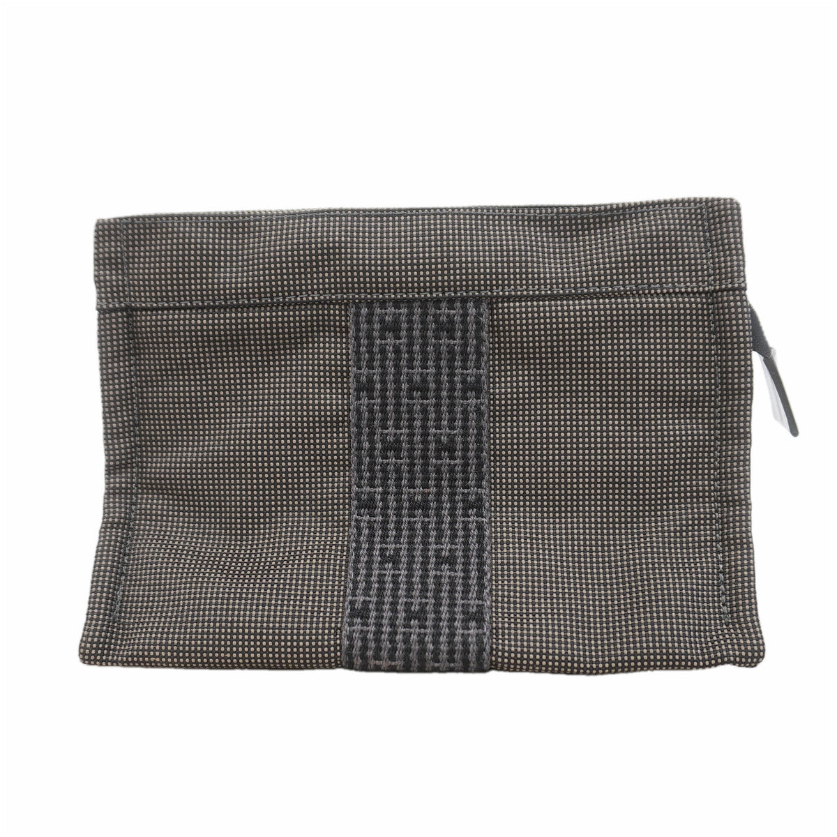 【6hb1338-k】エルメス ポーチ エールラインポーチ ナイロン グレー シルバー金具【中古】メンズ レディース ユニセックス