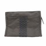 【6hb1338-k】エルメス ポーチ エールラインポーチ ナイロン グレー シルバー金具【中古】メンズ レディース ユニセックス