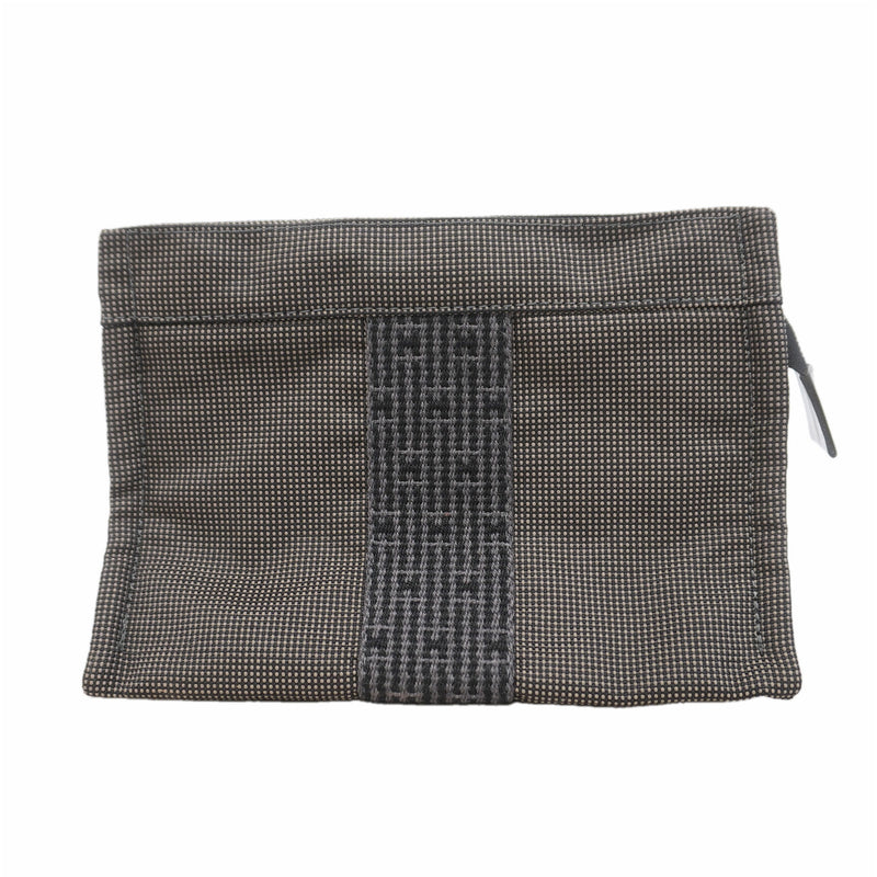 【6hb1338-k】エルメス ポーチ エールラインポーチ ナイロン グレー シルバー金具【中古】メンズ レディース ユニセックス