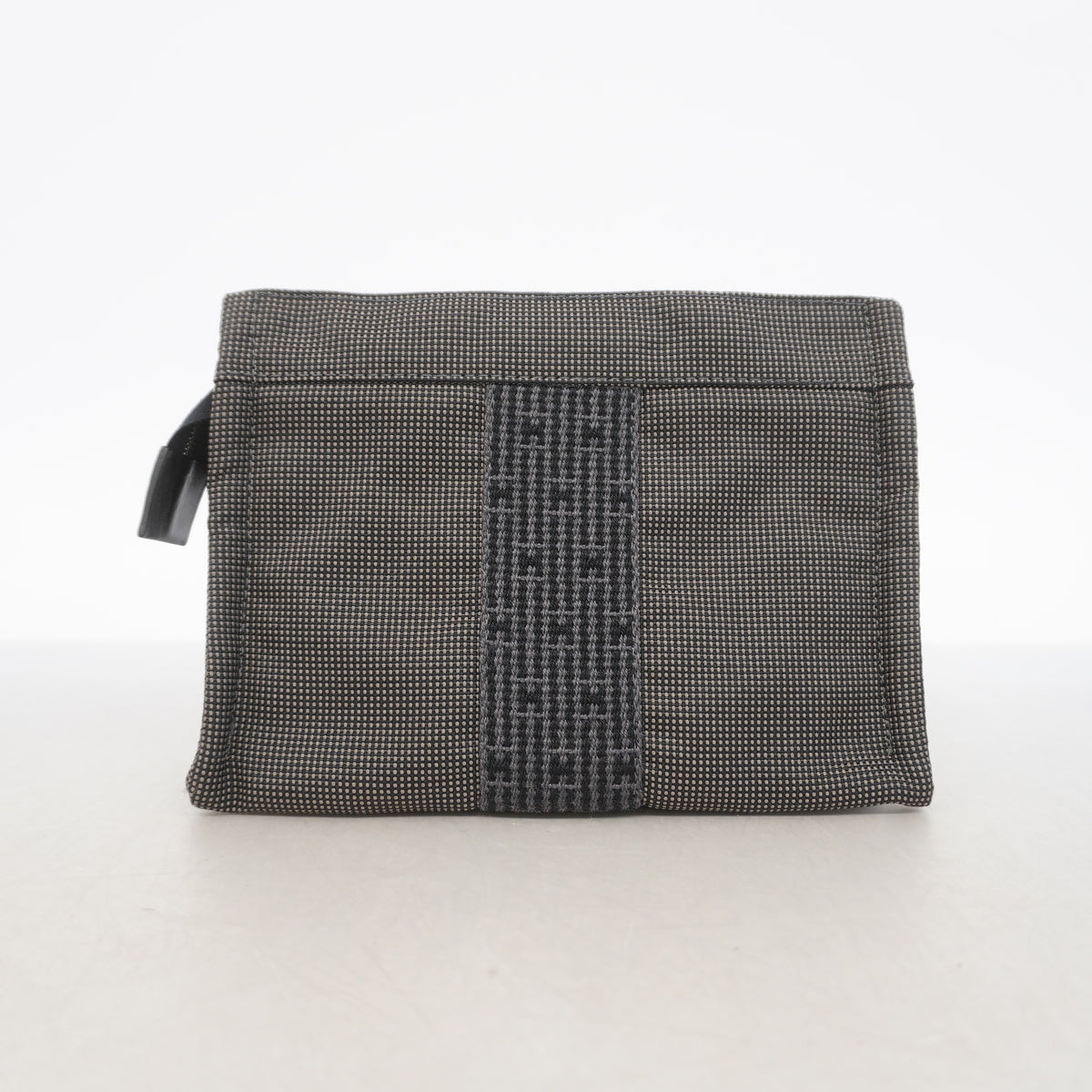 【6hb1338-k】エルメス ポーチ エールラインポーチ ナイロン グレー シルバー金具【中古】メンズ レディース ユニセックス