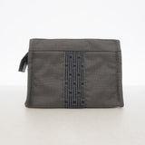 【6hb1338-k】エルメス ポーチ エールラインポーチ ナイロン グレー シルバー金具【中古】メンズ レディース ユニセックス