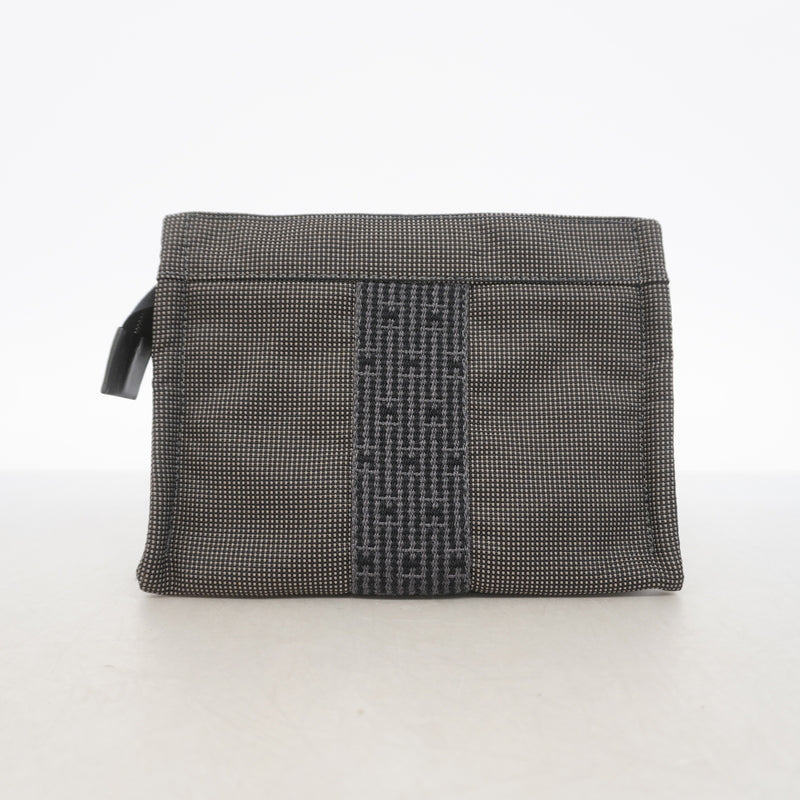 【6hb1338-k】エルメス ポーチ エールラインポーチ ナイロン グレー シルバー金具【中古】メンズ レディース ユニセックス