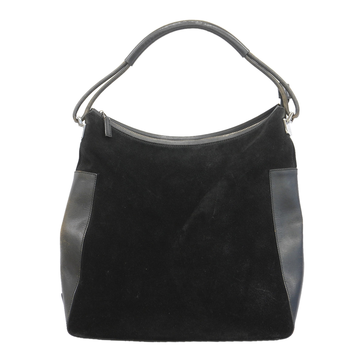 【6hb1340-k】グッチ ショルダーバッグ 001 3770 スウェード ブラック シルバー金具【中古】レディース