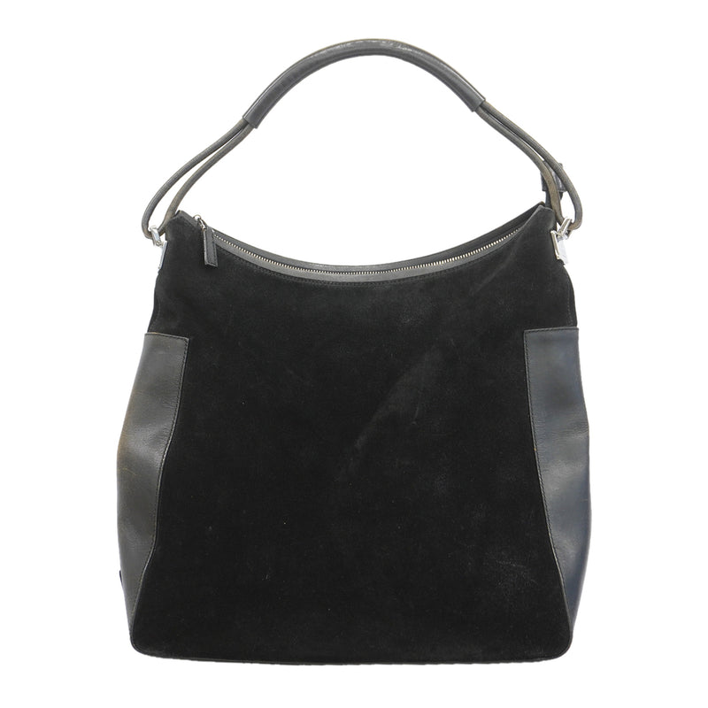 【6hb1340-k】グッチ ショルダーバッグ 001 3770 スウェード ブラック シルバー金具【中古】レディース