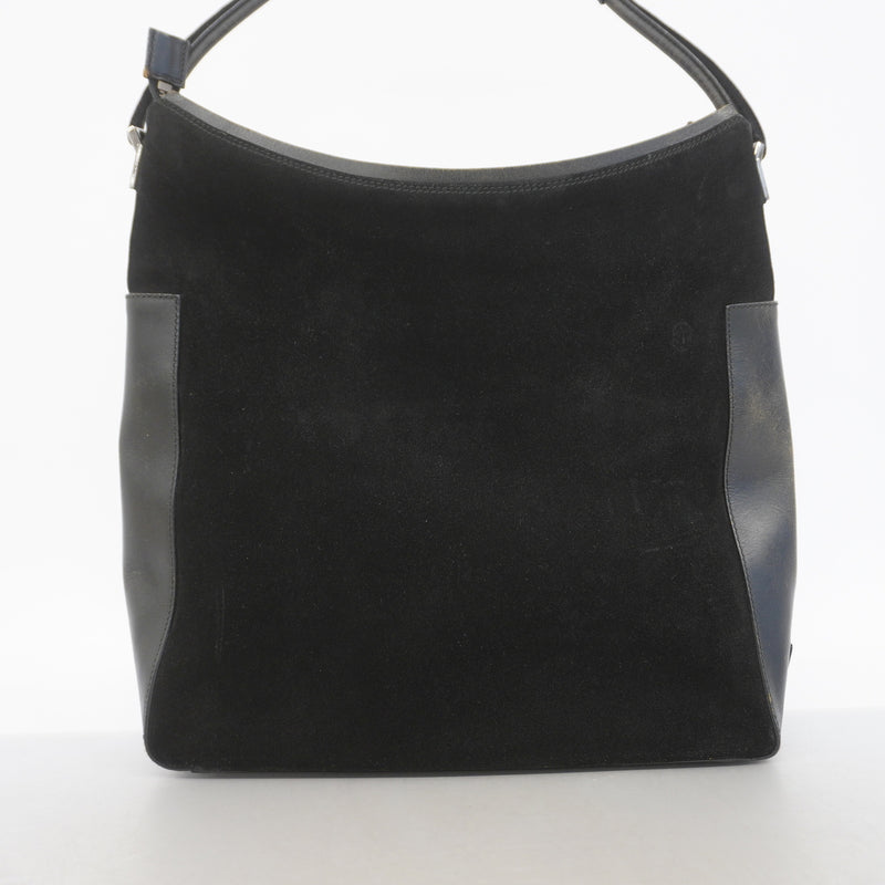 【6hb1340-k】グッチ ショルダーバッグ 001 3770 スウェード ブラック シルバー金具【中古】レディース