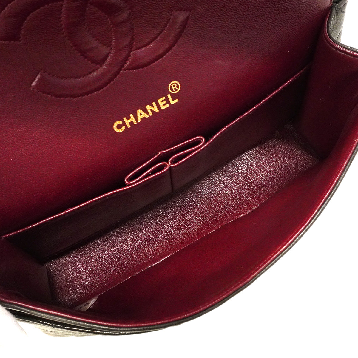 【6hb1350】シャネル ショルダーバッグ マトラッセ Wフラップ Wチェーン ラムスキン ブラック ゴールド金具【中古】レディース