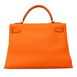 【6hb1352】エルメス ハンドバッグ ケリー32 トゴ オレンジ ゴールド金具 □H刻印 2wayバッグ【中古】レディース