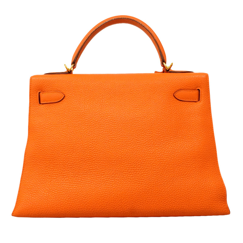 【6hb1352】エルメス ハンドバッグ ケリー32 トゴ オレンジ ゴールド金具 □H刻印 2wayバッグ【中古】レディース