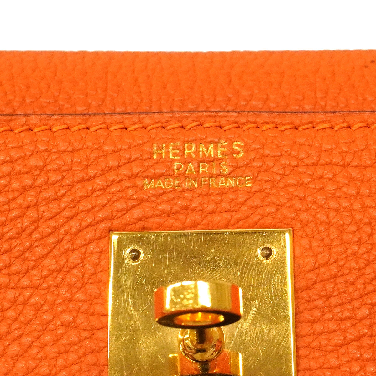 【6hb1352】エルメス ハンドバッグ ケリー32 トゴ オレンジ ゴールド金具 □H刻印 2wayバッグ【中古】レディース
