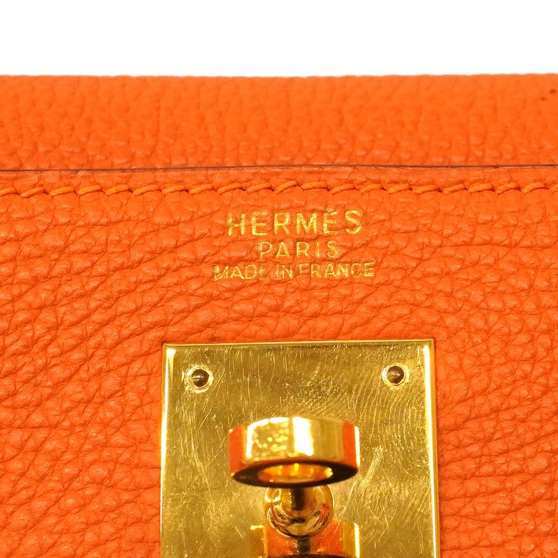 【6hb1352】エルメス ハンドバッグ ケリー32 トゴ オレンジ ゴールド金具 □H刻印 2wayバッグ【中古】レディース