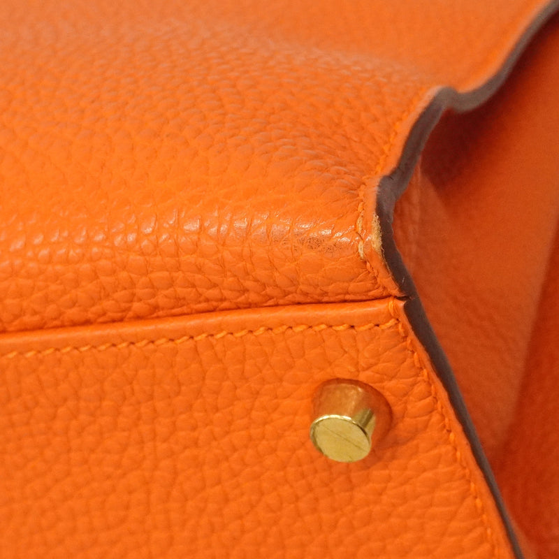 【6hb1352】エルメス ハンドバッグ ケリー32 トゴ オレンジ ゴールド金具 □H刻印 2wayバッグ【中古】レディース