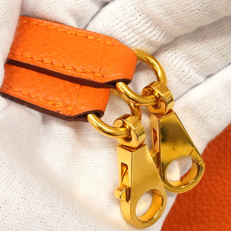 【6hb1352】エルメス ハンドバッグ ケリー32 トゴ オレンジ ゴールド金具 □H刻印 2wayバッグ【中古】レディース