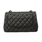 【6hb1355】シャネル ショルダーバッグ デカマトラッセ Wフラップ Wチェーン ラムスキン ブラック シルバー金具【中古】レディース