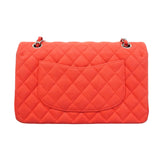 【6hb1356】シャネル ショルダーバッグ マトラッセ Wフラップ Wチェーン キャビアスキン レッド シルバー金具【中古】レディース