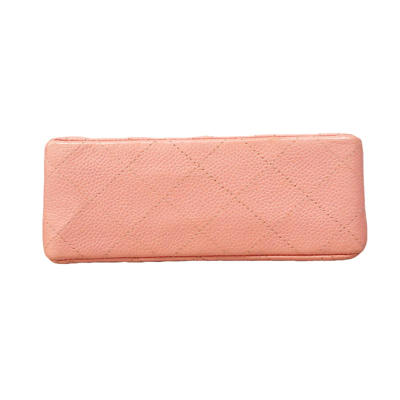 【6hb1358】シャネル ショルダーバッグ ミニマトラッセ チェーンショルダー キャビアスキン ピンク ゴールド金具【中古】レディース