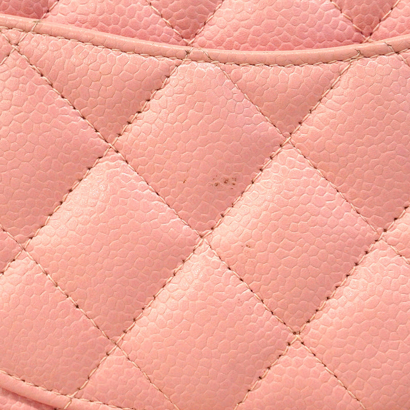 【6hb1358】シャネル ショルダーバッグ ミニマトラッセ チェーンショルダー キャビアスキン ピンク ゴールド金具【中古】レディース