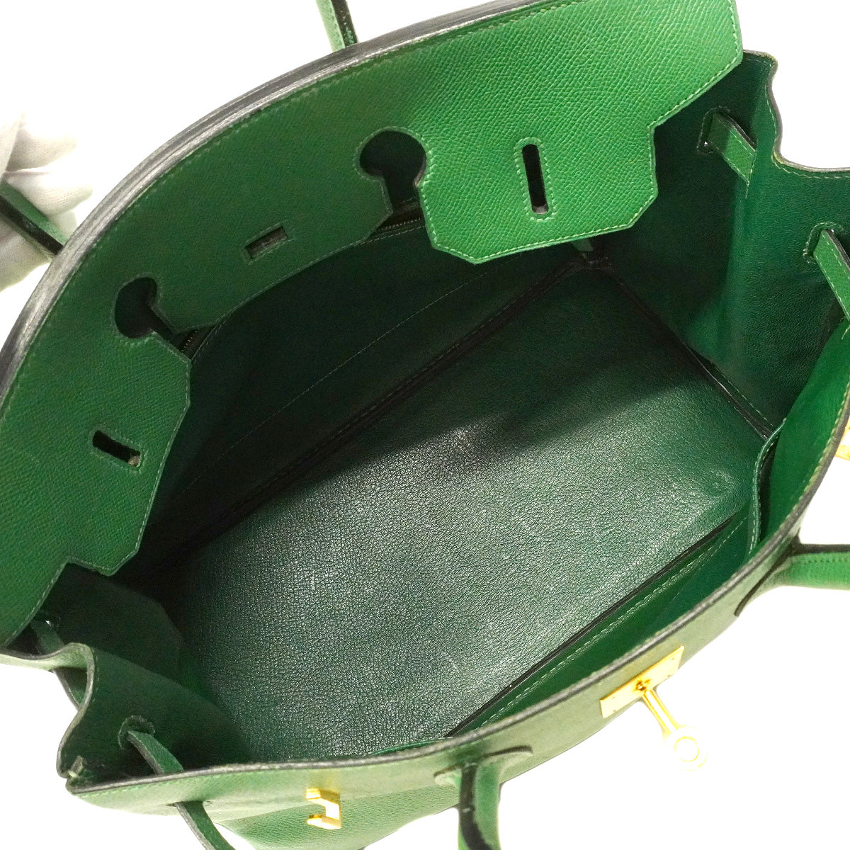 【6hb1360-h】エルメス ハンドバッグ バーキン35 クシュベル グリーン ゴールド金具 □A刻印【中古】レディース